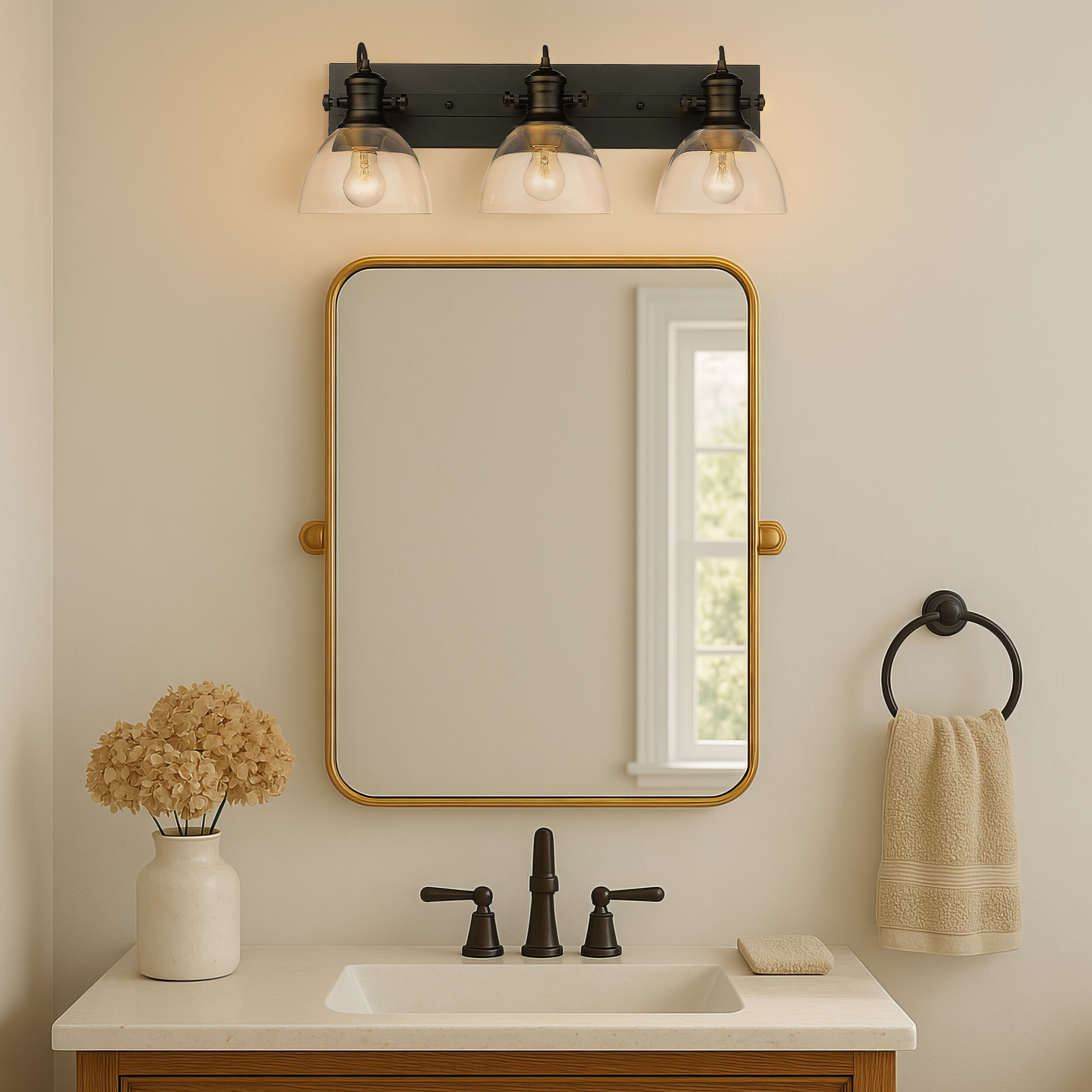 Yep Hines Vanity Wall Light in Matte Black, Clear Glass