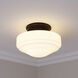 Ingalls 1 Light 12 inch Matte Black Semi-Flush Mount Ceiling Light in Vintage Milk Glass