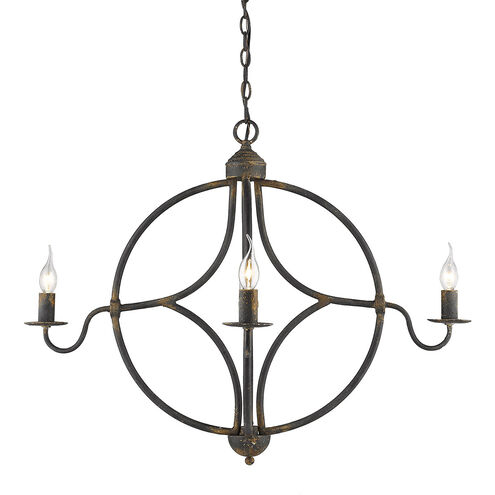 Caspian 4 Light 33 inch Antique Black Iron Chandelier Ceiling Light, Caged