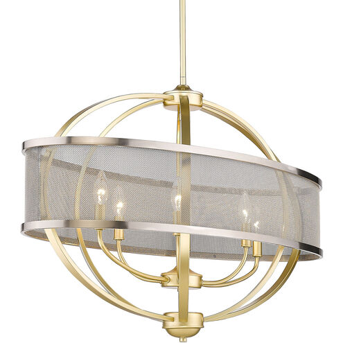Colson 6 Light 36 inch Olympic Gold Linear Pendant Ceiling Light in Pewter 