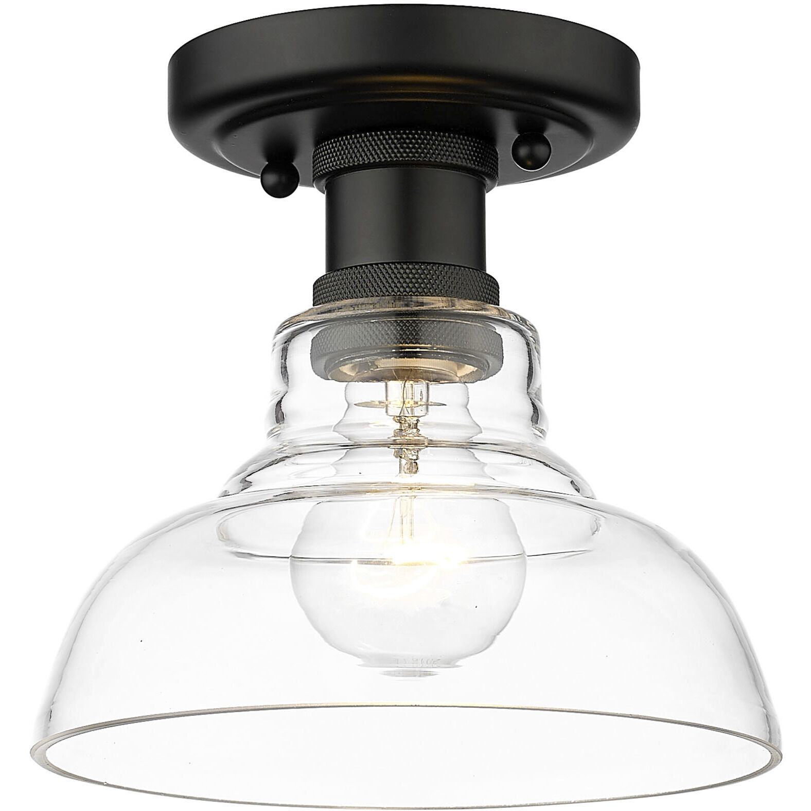 Yep Carver 1 Light 7.5 inch Matte Black Flush Mount Ceiling Light in Clear Glass
