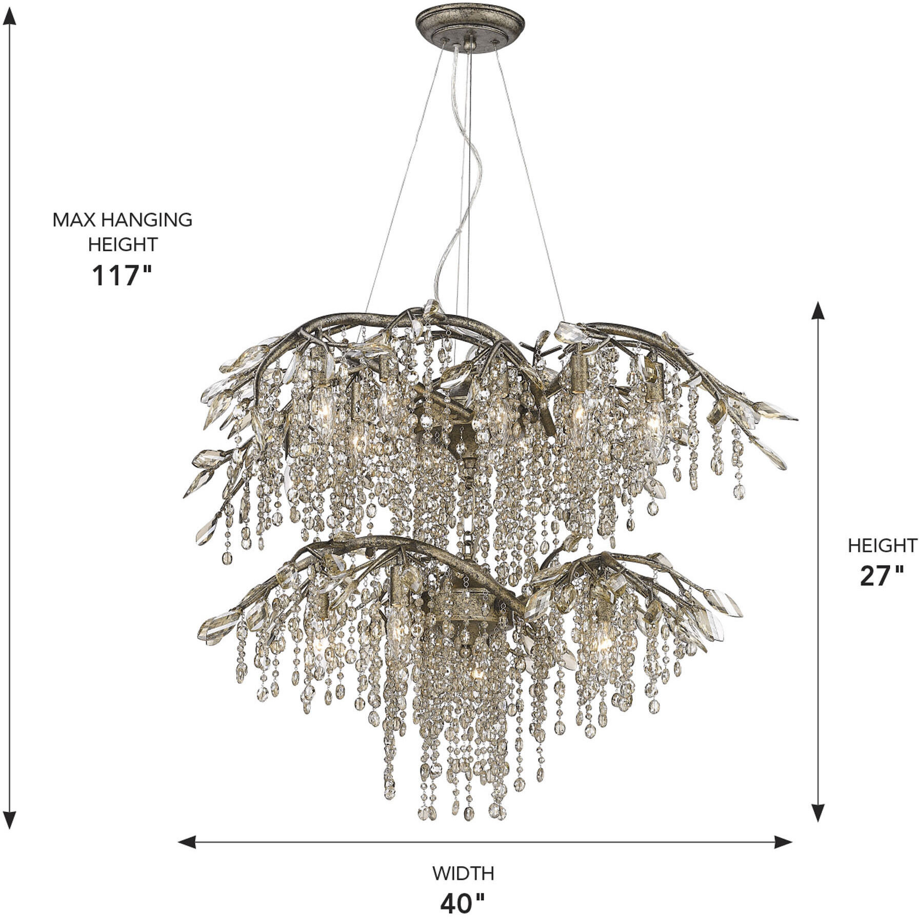 Autumn Twilight 40 inch 60.00 watt Mystic Gold Chandelier Ceiling Light, Large