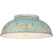 Kinsley 2 Light 14 inch Aged Galvanized Steel Flush Mount Ceiling Light in Antique Teal