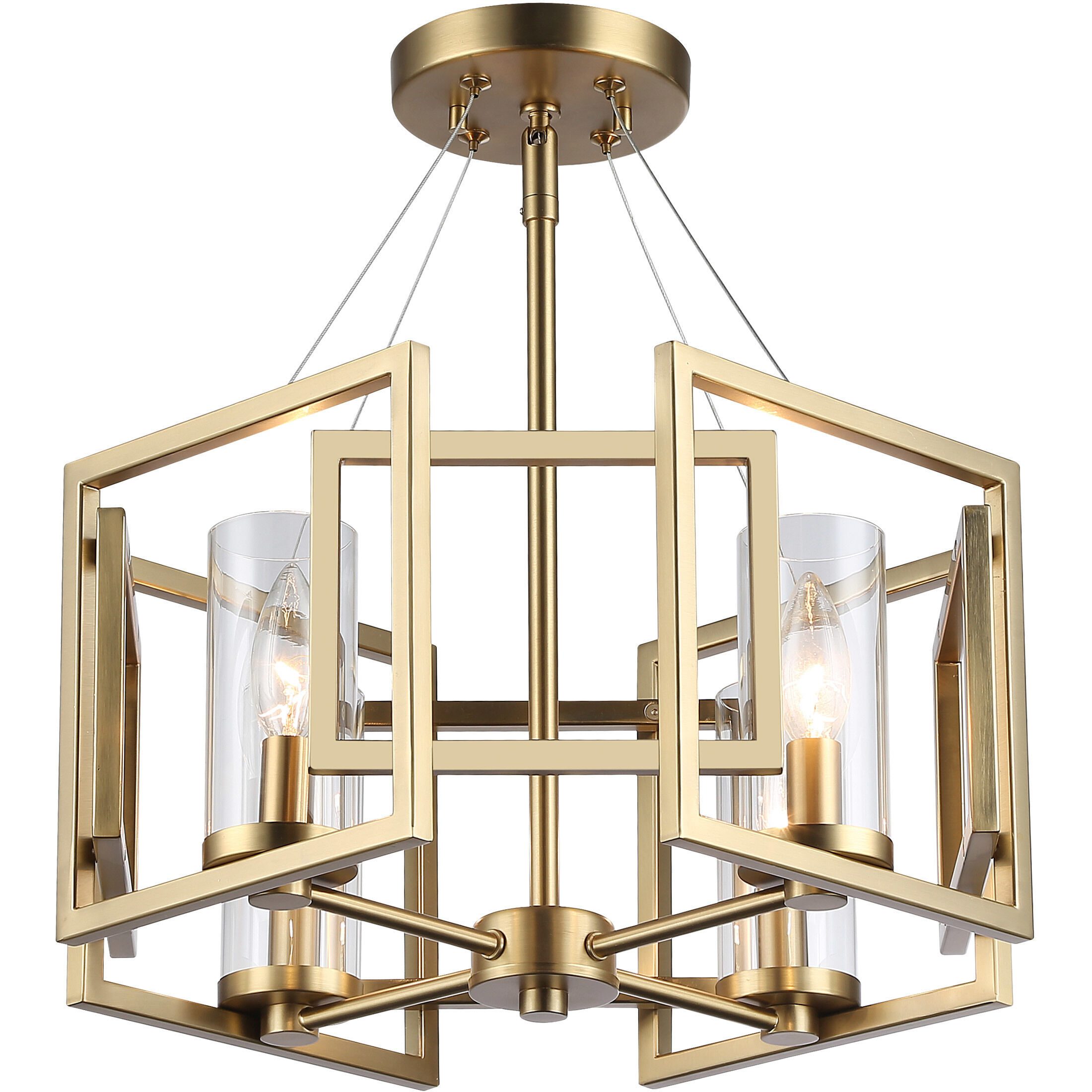 Marco 4 Light 16 inch Brushed Champagne Brass Semi-Flush Mount Ceiling Light