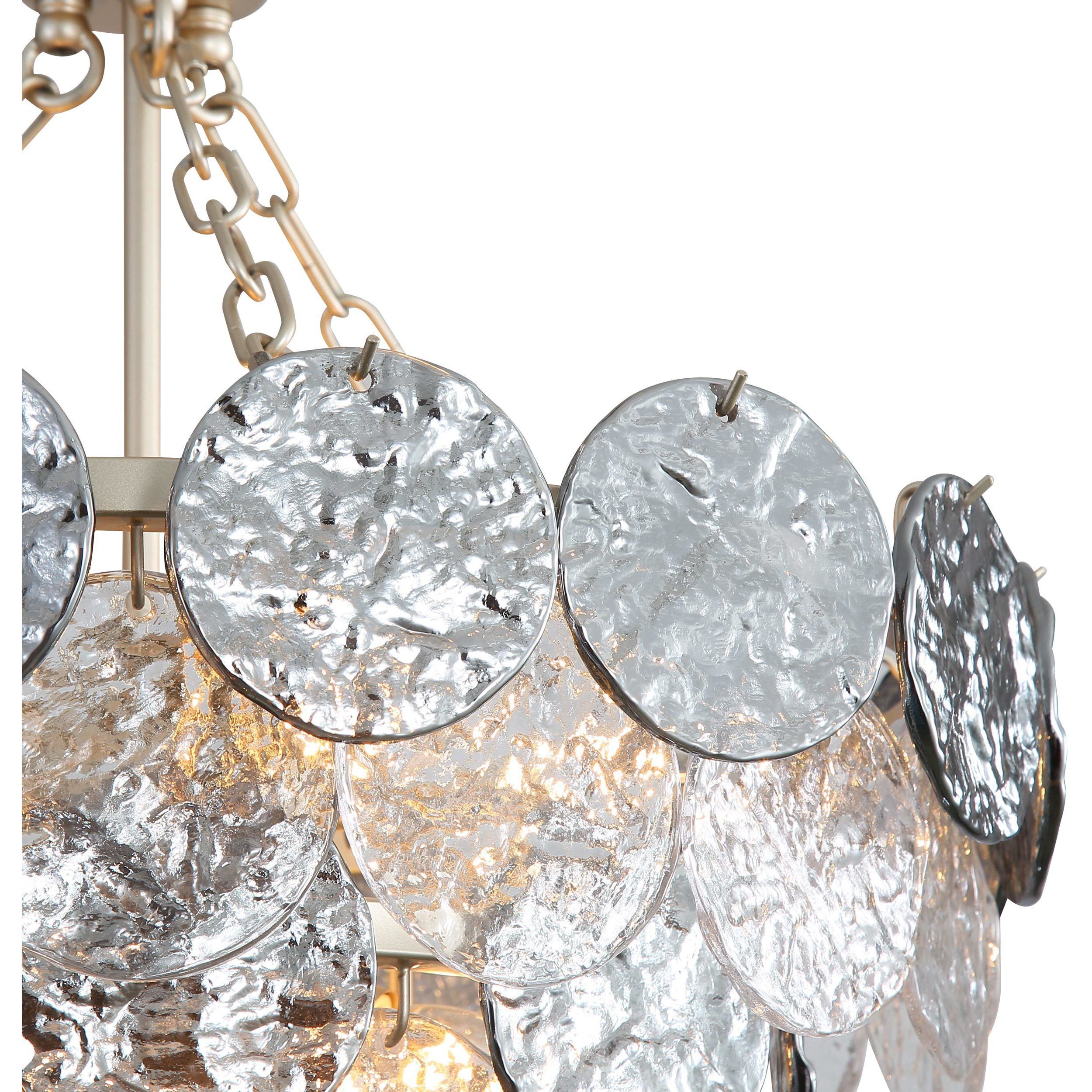 Yep Cascada 8 Light 20.13 inch Aegean Silver Pendant Ceiling Light in Smoke Plated Glass, 3 Tier