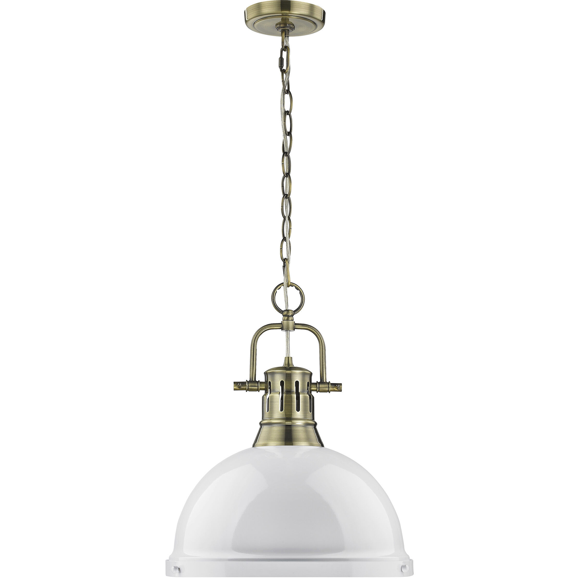 Yep Duncan Pendant Ceiling Light in Aged Brass, White, Large