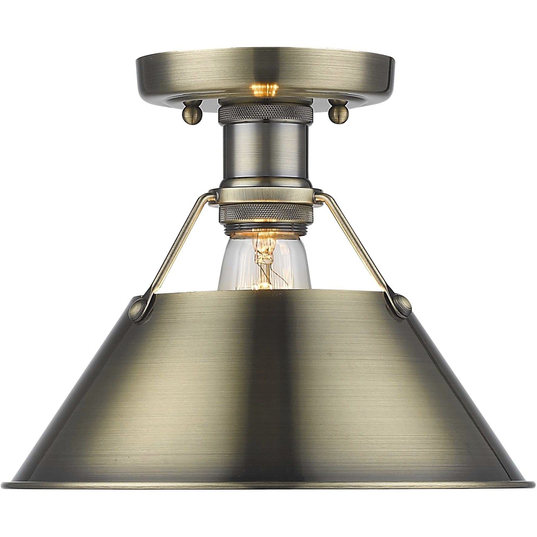 Yep Orwell 1 Light 10 inch Aged Brass Flush Mount Ceiling Light in Matte Black, Damp