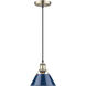 Yep Orwell 1 Light 7.5 inch Aged Brass Pendant Ceiling Light in Navy, Small