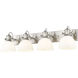Hines 4 Light 34.5 inch Pewter Bath Vanity Light Wall Light in Opal Glass