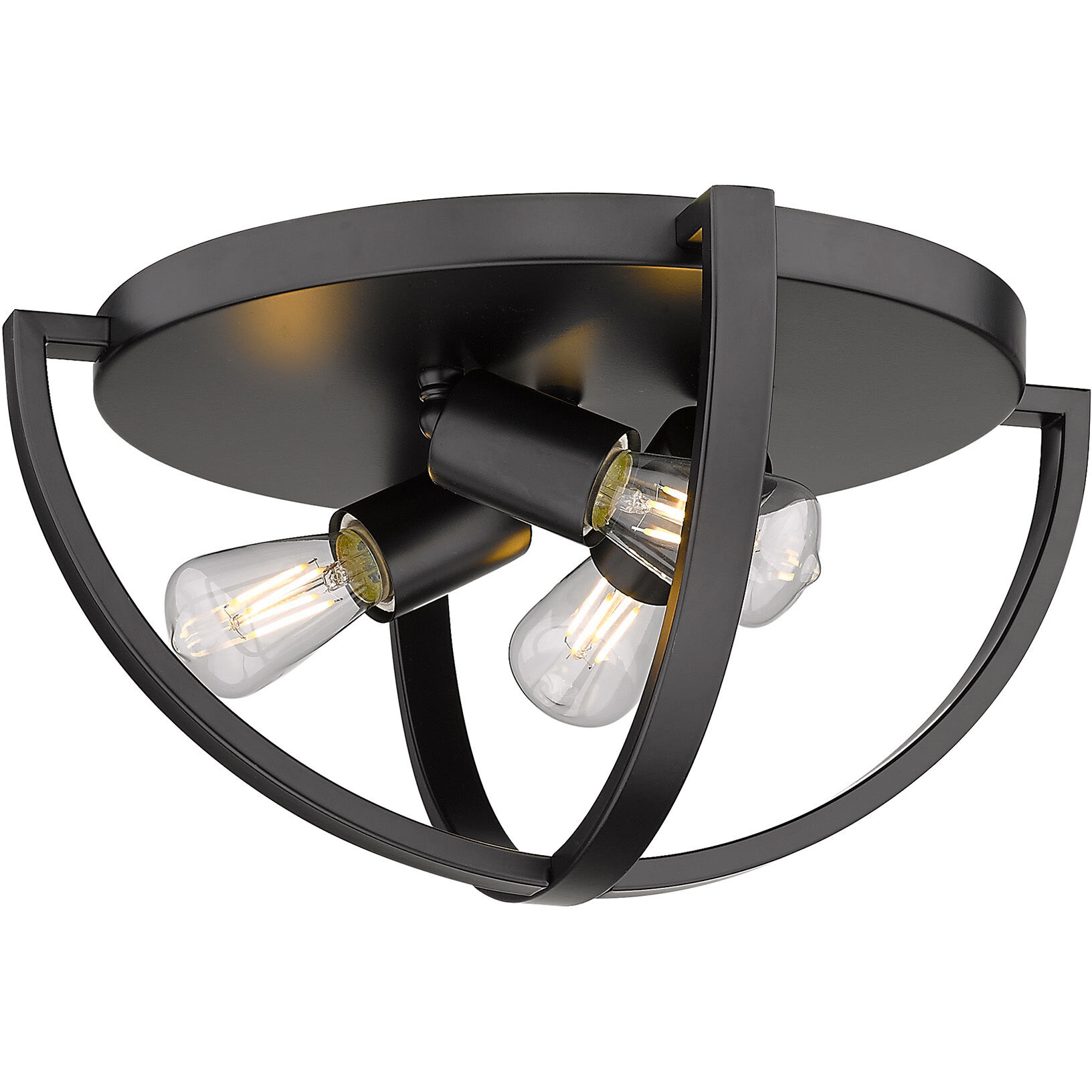 Colson 3 Light 14.25 inch Matte Black Flush Mount Ceiling Light in No Shade, Damp