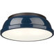 Duncan 2 Light 14 inch Rubbed Bronze Flush Mount Ceiling Light in Matte Navy