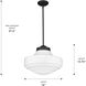 Ingalls 1 Light 16 inch Matte Black Pendant Ceiling Light in Vintage Milk Glass, Large