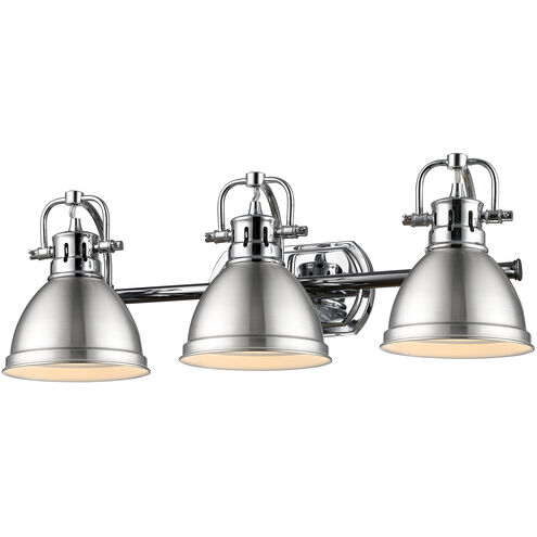 Duncan 3 Light 24.5 inch Chrome Bath Vanity Light Wall Light in Pewter