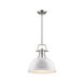 Duncan 1 Light 14 inch Pewter Pendant Ceiling Light in White, Large