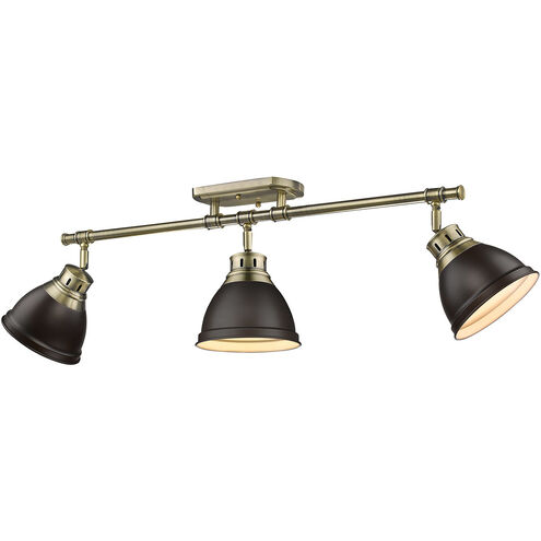Duncan 3 Light 6.5 inch Aged Brass Semi-Flush Track Light Ceiling Light in Rubbed Bronze, Damp