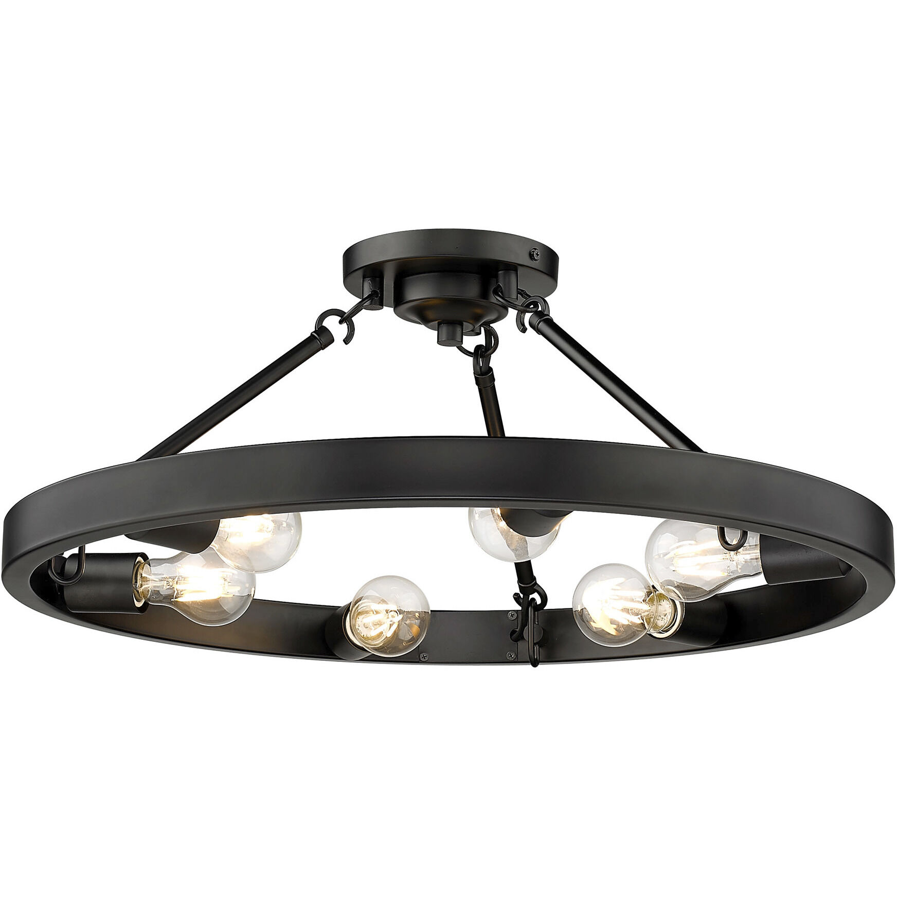 Castile 6 Light 24 inch Matte Black Semi-Flush Mount Ceiling Light