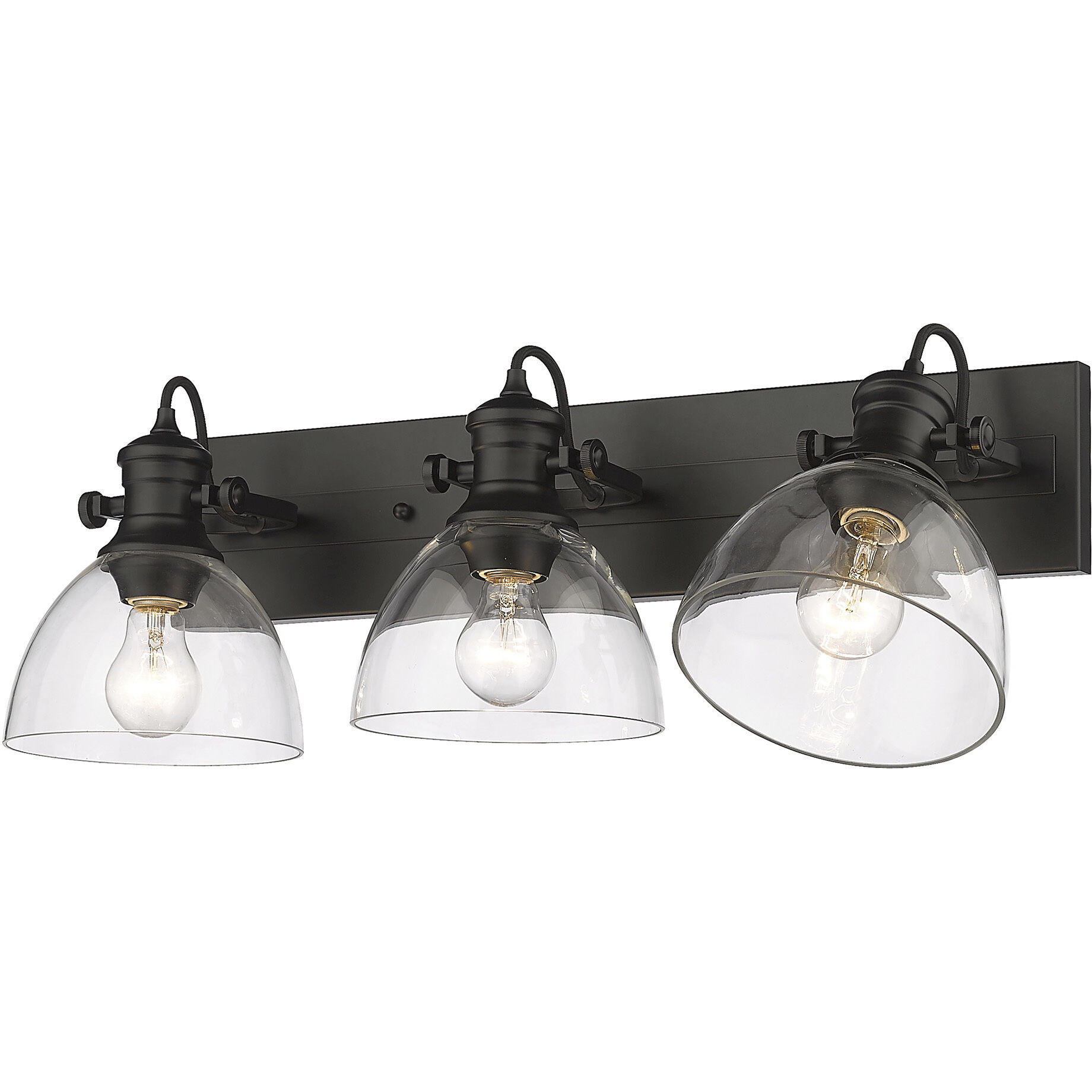 Yep Hines Vanity Wall Light in Matte Black, Clear Glass