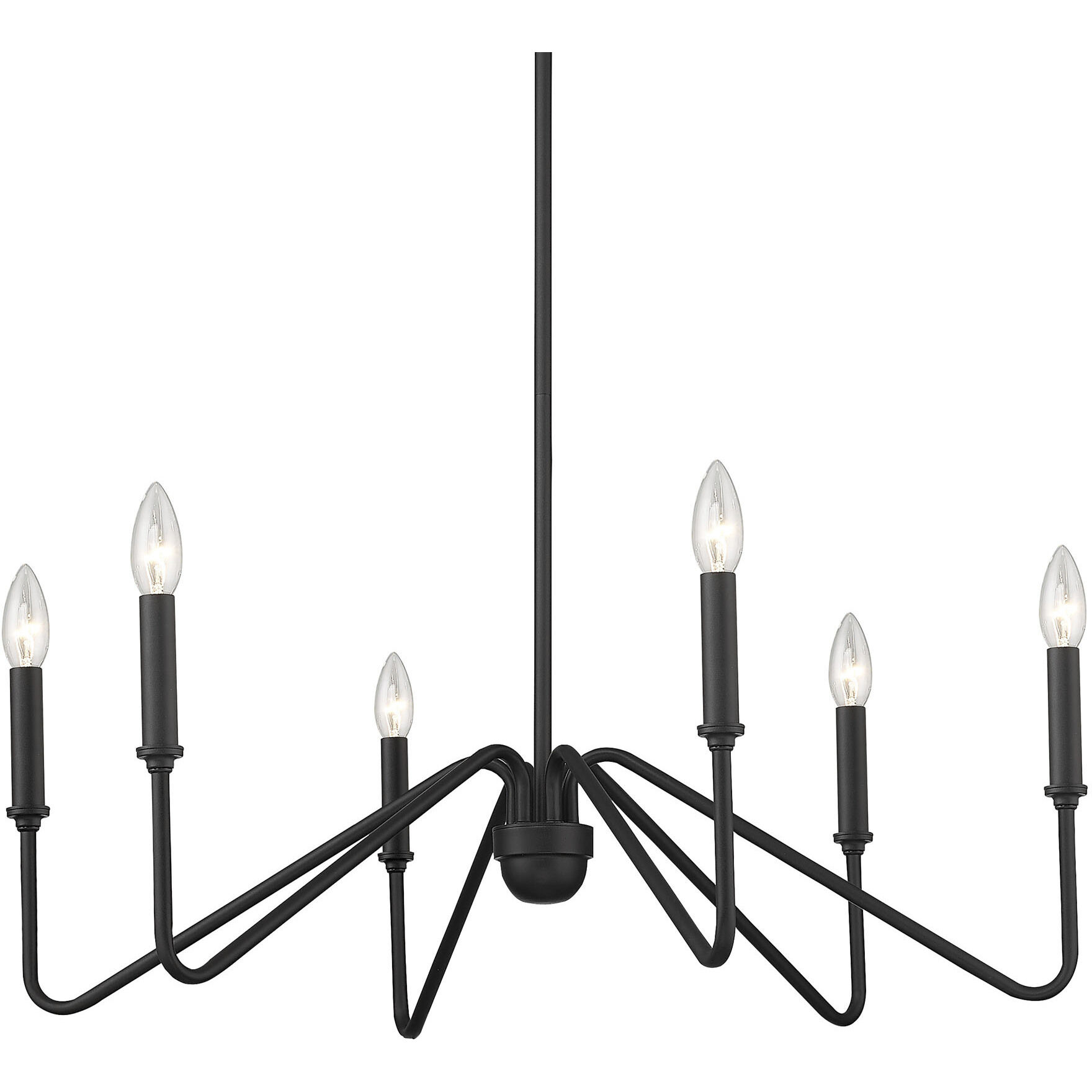 Yep Kennedy 6 Light 29.75 inch Natural Black Chandelier Ceiling Light in No Shade