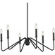 Yep Kennedy 6 Light 29.75 inch Natural Black Chandelier Ceiling Light in No Shade