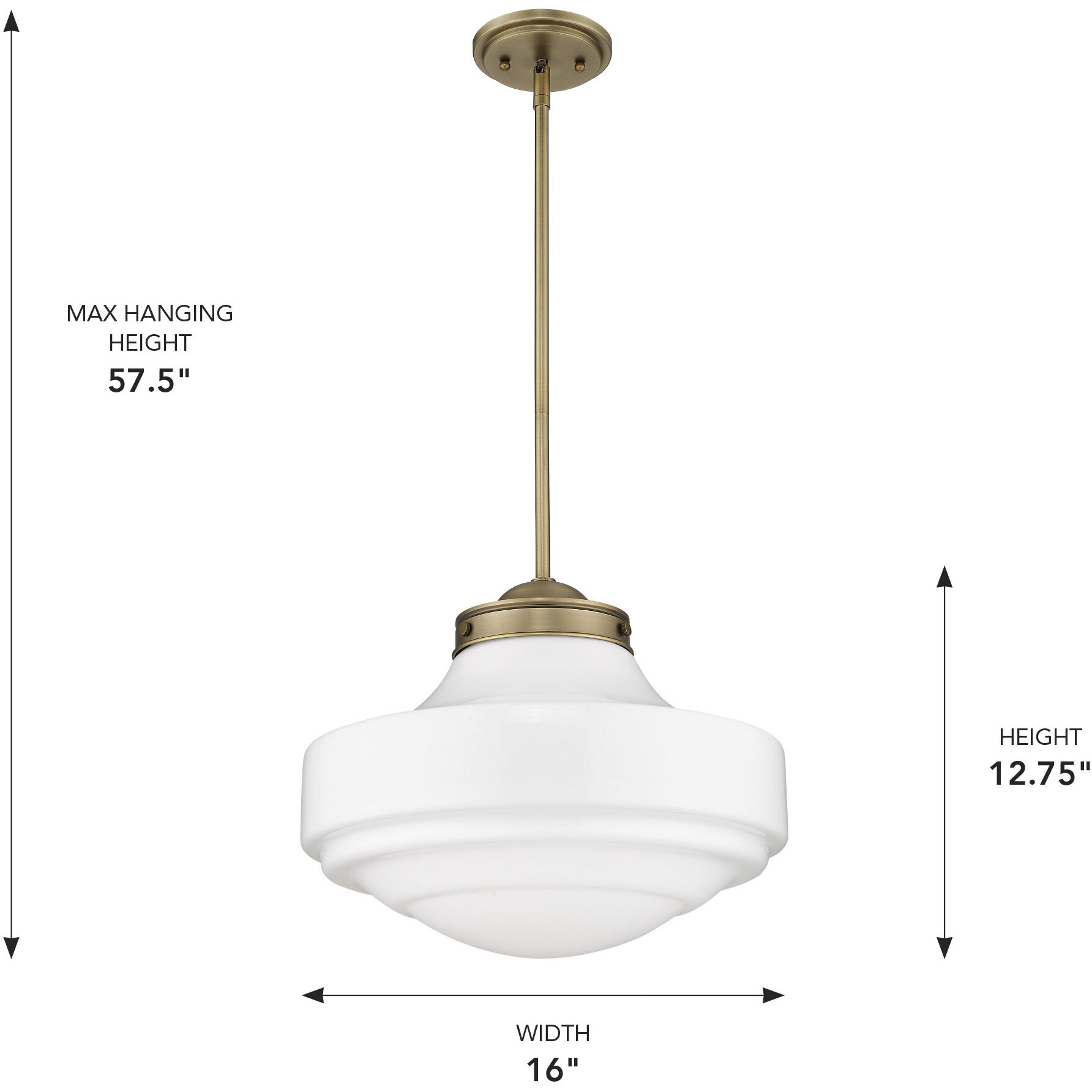 Ingalls 1 Light 16 inch Modern Brass Pendant Ceiling Light in Vintage Milk Glass, Large