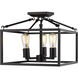 Wesson 3 Light 14 inch Matte Black Semi-Flush Mount Ceiling Light
