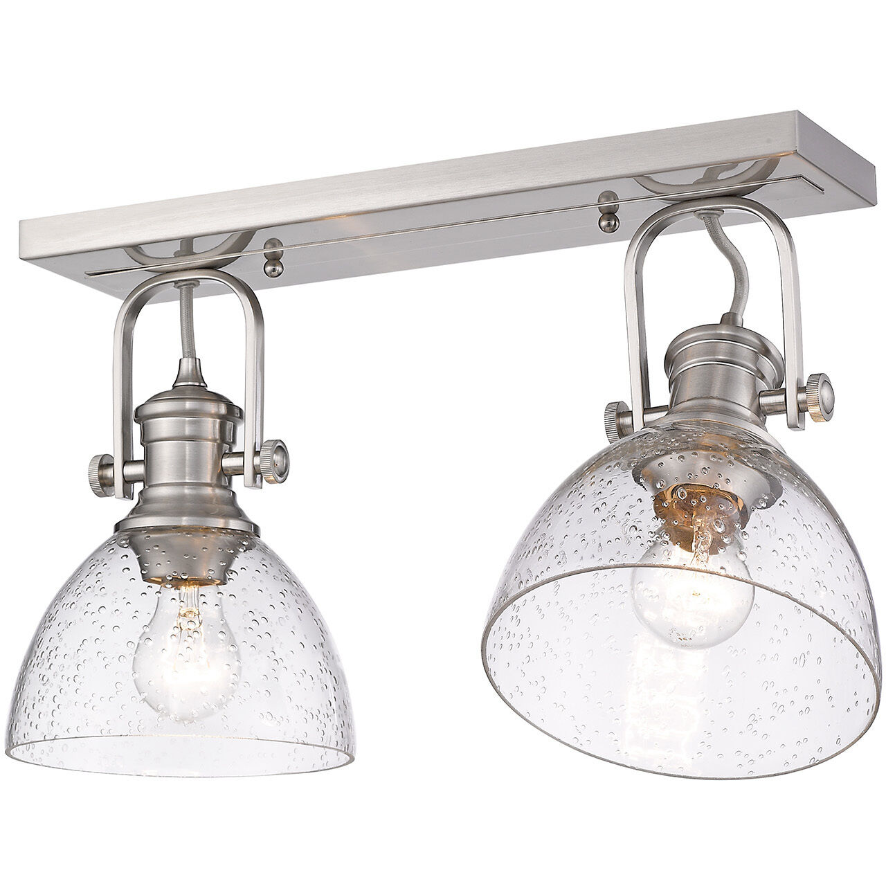 Yep Hines 2 Light 17.88 inch Pewter Semi-Flush Mount Ceiling Light in Seeded Glass, Damp