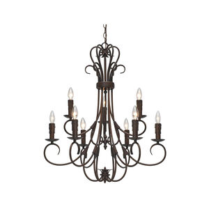 Homestead 9 Light 28 inch Rubbed Bronze Chandelier Ceiling Light, Large