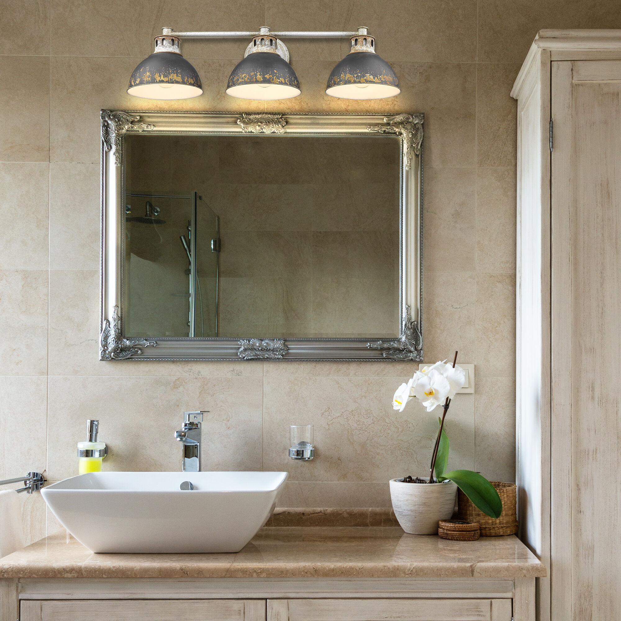 Kinsley Vanity Wall Light in Antique Black Iron