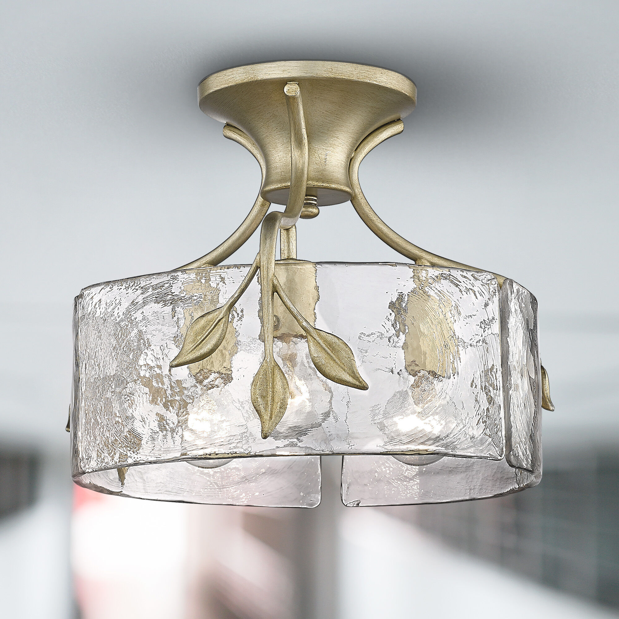 Calla 3 Light 15.13 inch White Gold Semi-Flush Mount Ceiling Light