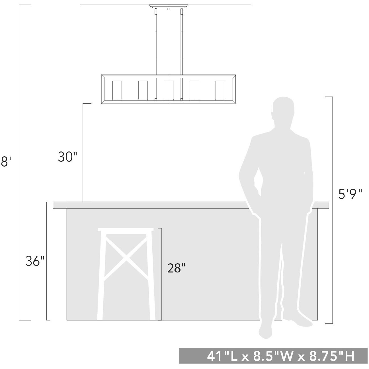 Smyth Island Light Ceiling Light in Matte Black, Clear Glass