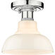 Yep Carver 1 Light 7.5 inch Chrome Flush Mount Ceiling Light in Vintage Milk Glass