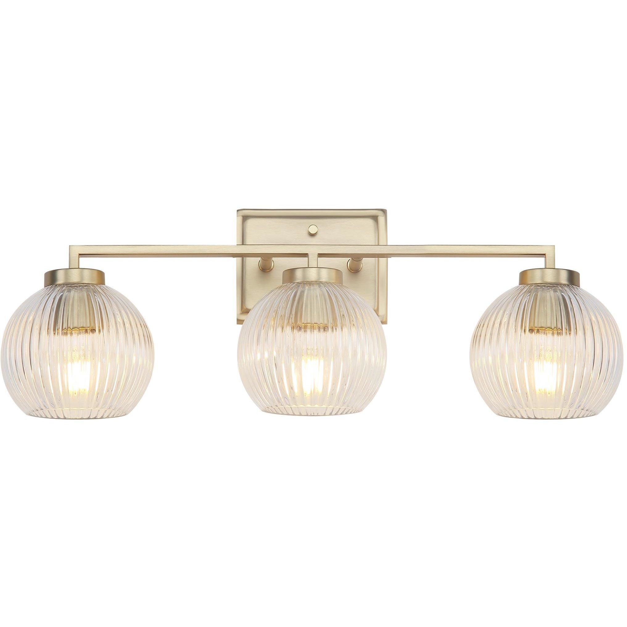Yep Elliott Vanity Wall Light in Brushed Champagne Brass, Ribbed