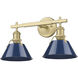 Yep Orwell Vanity Wall Light in Navy, Brushed Champagne Brass