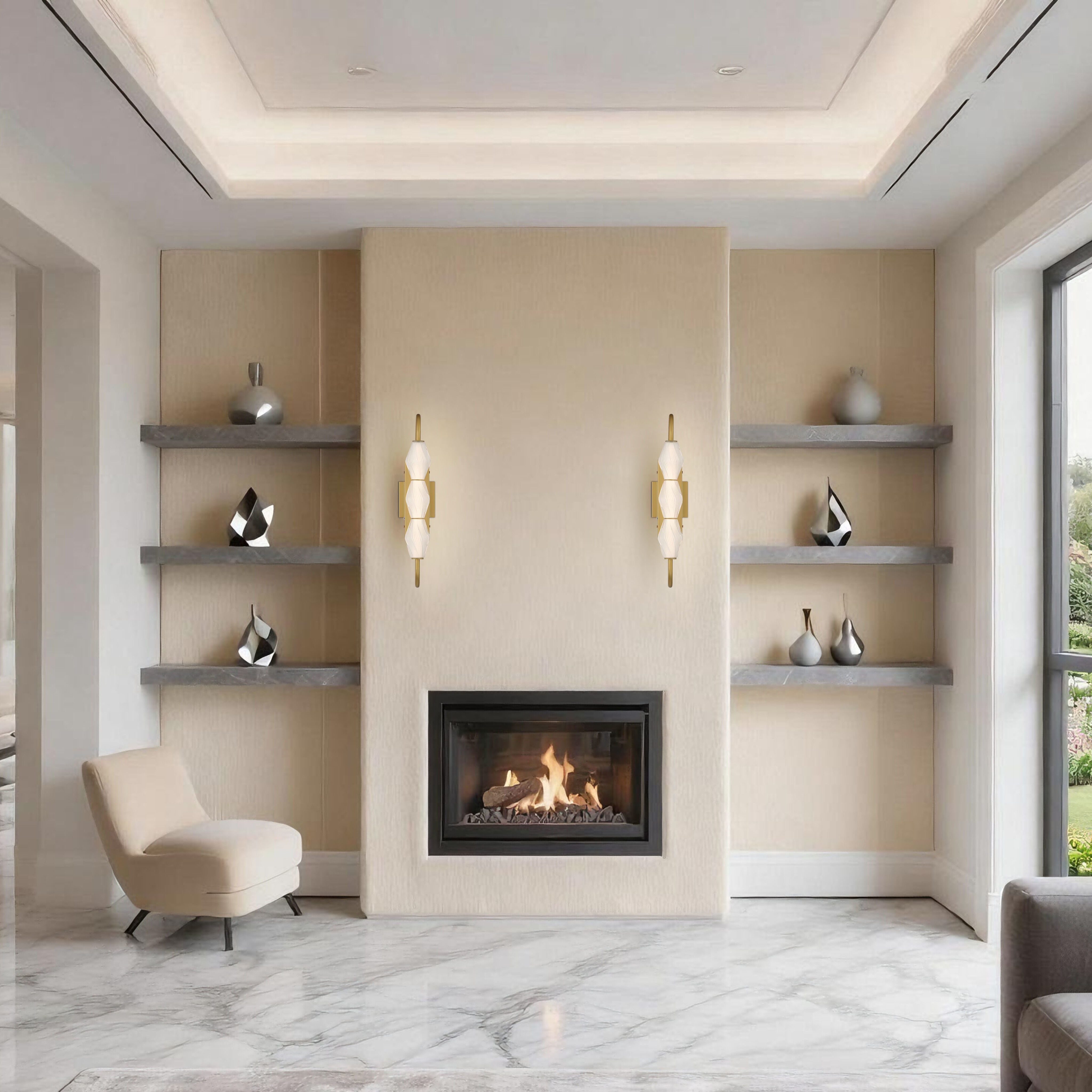 Geode 3 Light 21.5 inch Satin Brushed Gold Outdoor Wall Light