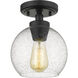 Galveston 1 Light 7 inch Matte Black Flush Mount Ceiling Light in Seeded Glass, Damp