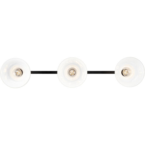 Carver 3 Light 35.5 inch Matte Black Linear Pendant Ceiling Light in Vintage Milk Glass