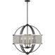 Colson 6 Light 26 inch Matte Black Chandelier Ceiling Light in Pewter