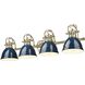 Duncan 4 Light 33.5 inch Aged Brass Bath Vanity Light Wall Light in Matte Navy