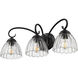 Audra 3 Light 25.5 inch Matte Black Vanity Light Wall Light