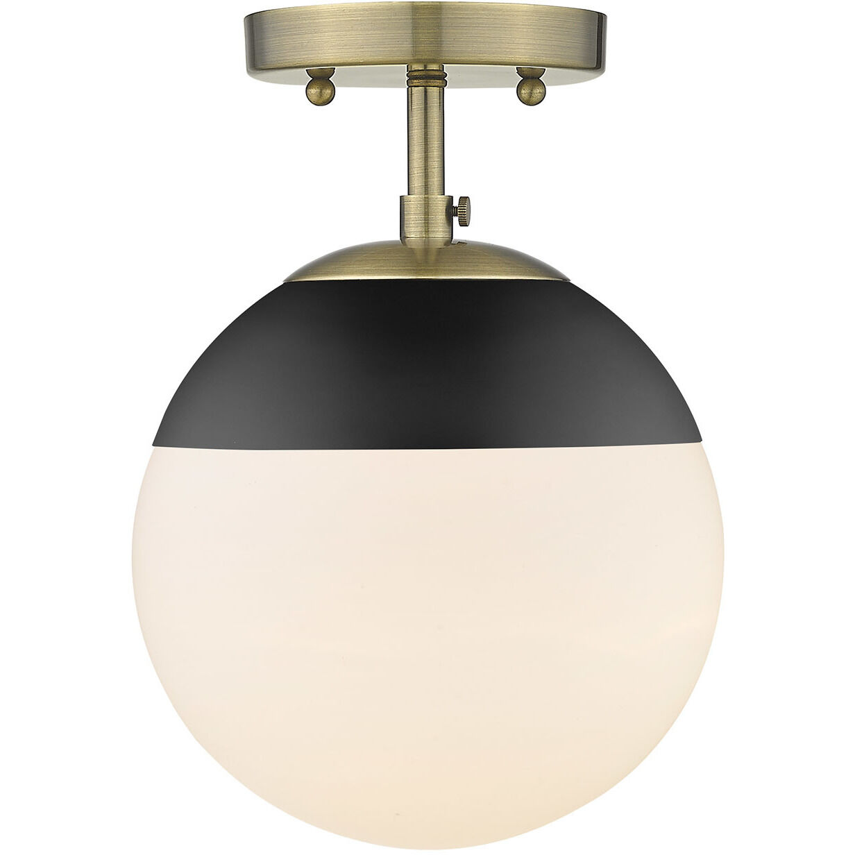 Dixon 1 Light 7.5 inch Aged Brass Semi-Flush Mount Ceiling Light in Matte Black, Damp
