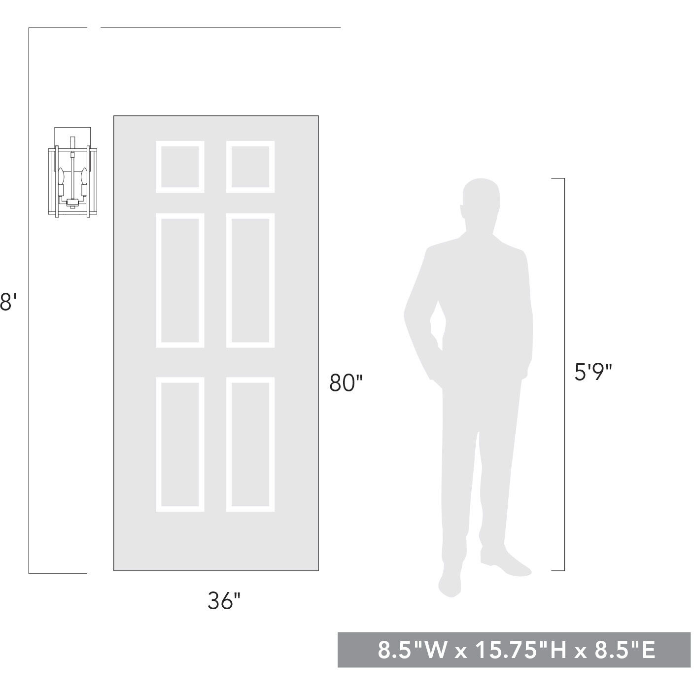 Tribeca 2 Light 15.75 inch Natural Black Outdoor Wall