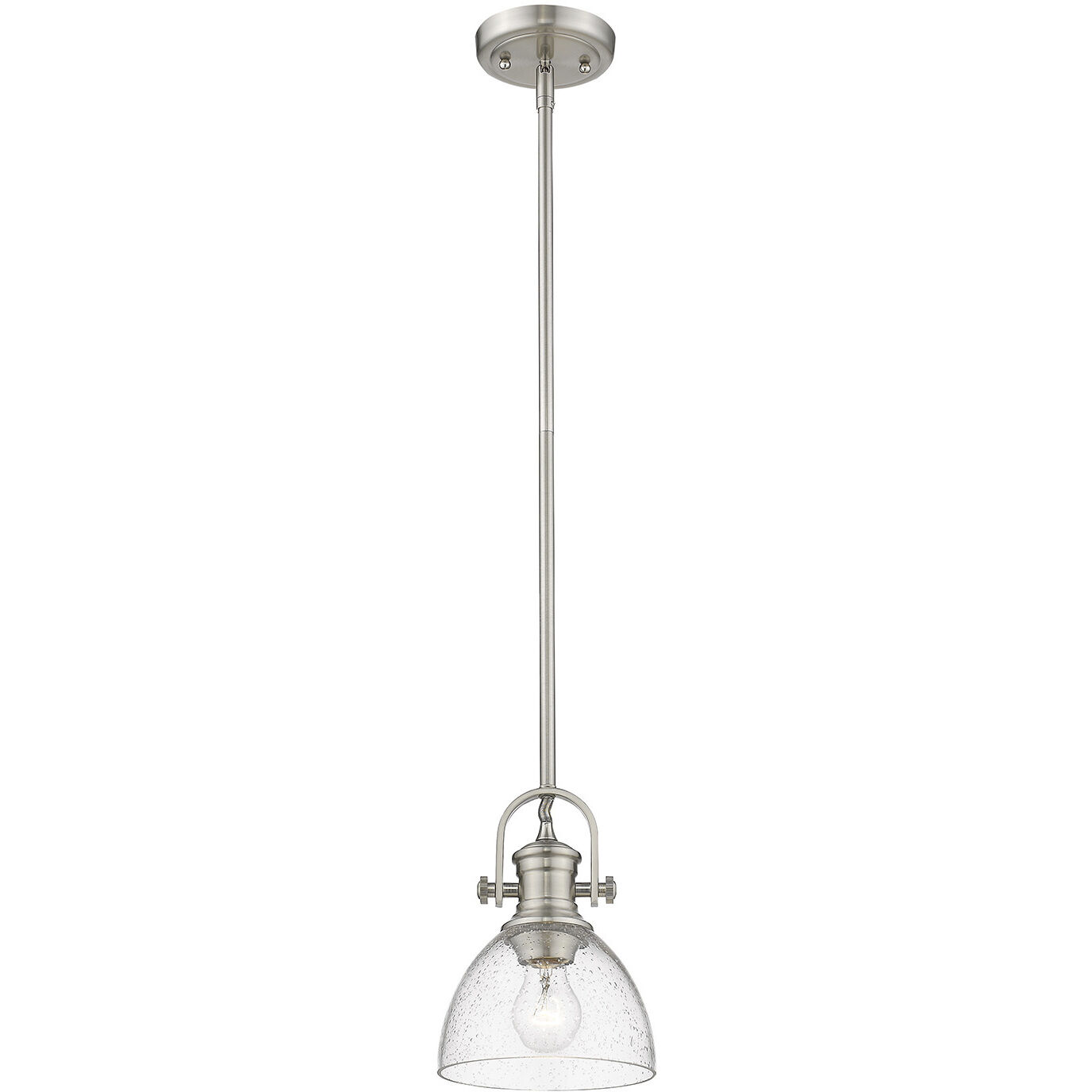 Yep Hines 1 Light 6.88 inch Pewter Pendant Ceiling Light in Seeded Glass