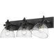 Yep Hines Vanity Wall Light in Matte Black, Seeded Glass