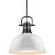 Yep Duncan 1 Light 14 inch Matte Black Pendant Ceiling Light in White, Large
