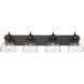 Hines 4 Light 35 inch Matte Black Bath Vanity Wall Light in Seeded Glass