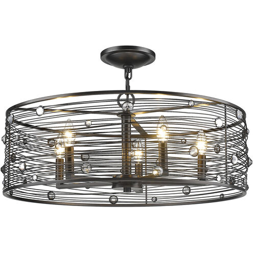 Bijoux 5 Light 26 inch Brushed Etruscan Bronze Semi-Flush Ceiling Light