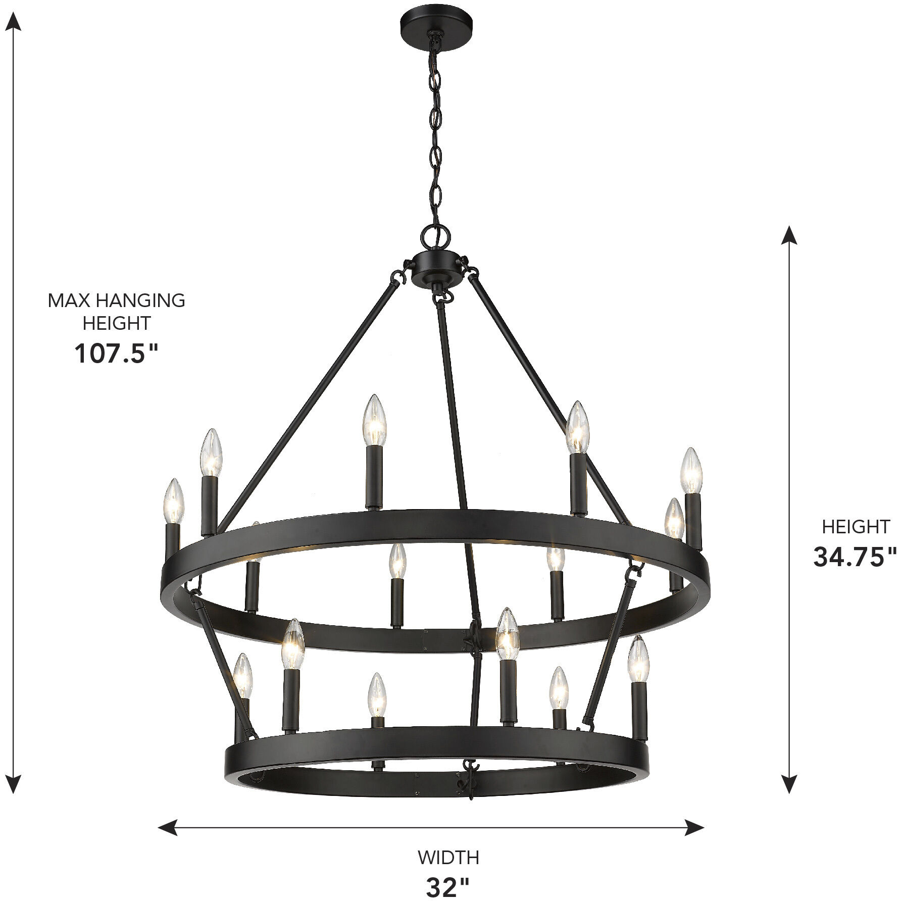 Alastair 32 inch 60.00 watt Matte Black Chandelier Ceiling Light
