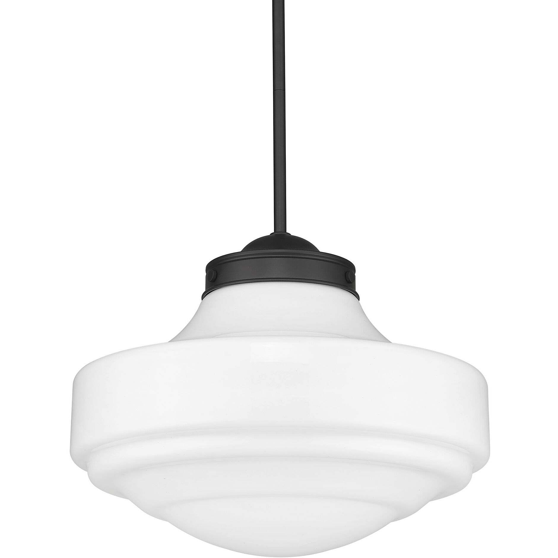 Ingalls 1 Light 16 inch Matte Black Pendant Ceiling Light in Vintage Milk Glass, Large
