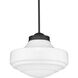 Ingalls 1 Light 16 inch Matte Black Pendant Ceiling Light in Vintage Milk Glass, Large