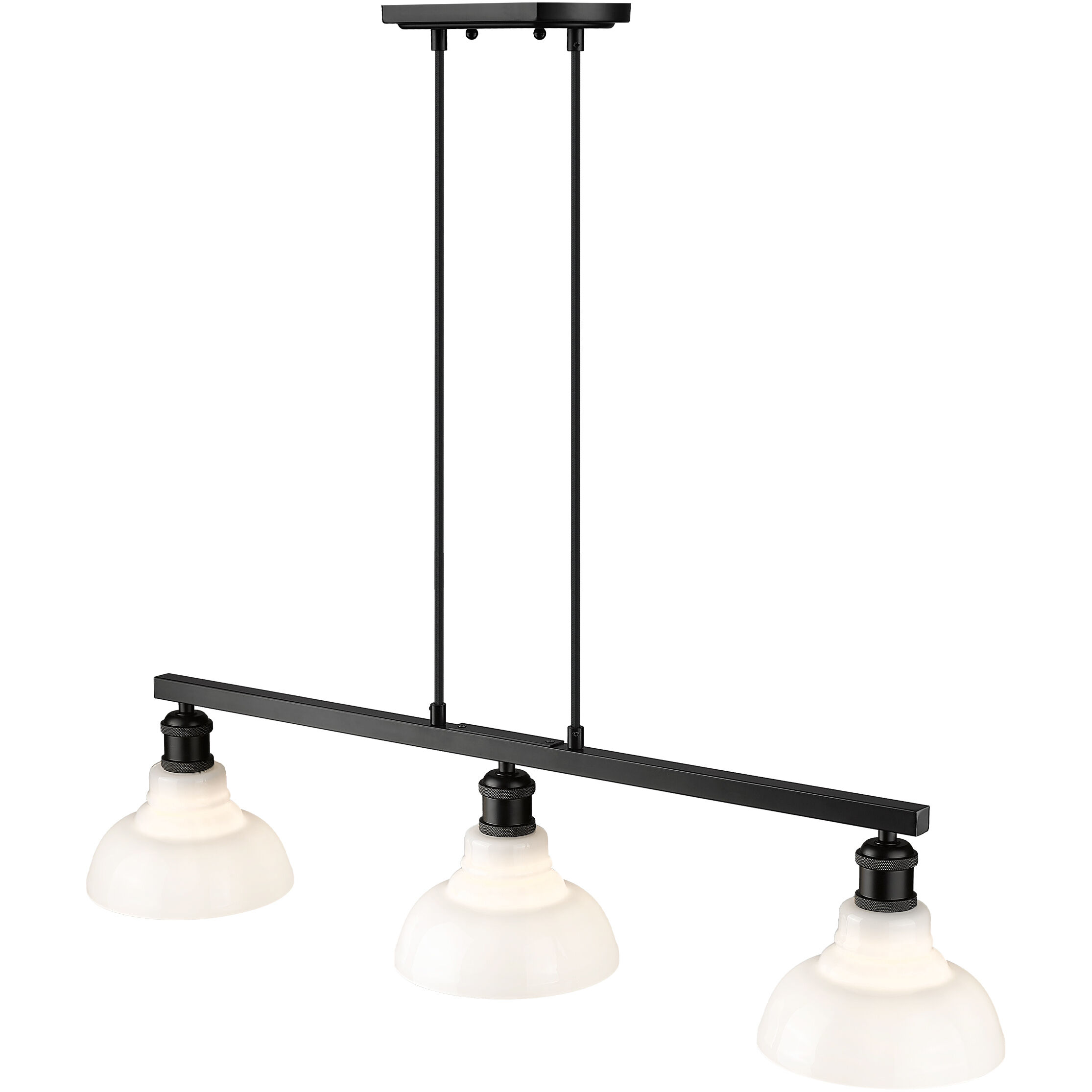 Yep Carver Island Light Ceiling Light in Matte Black, Vintage Milk Glass